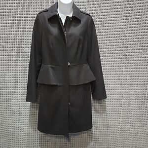Monogram Wool Peplum Overcoat SzS Dressy Zip Winter Pea Classic Feminine Capsule